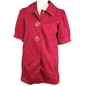 AMI Red Snap-Front Big Button Blazer Jacket - Women's S